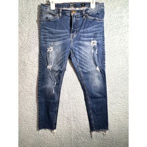 Supplies Distressed Womens Ankle Mid-Rise Medium Wash Jeans (12)